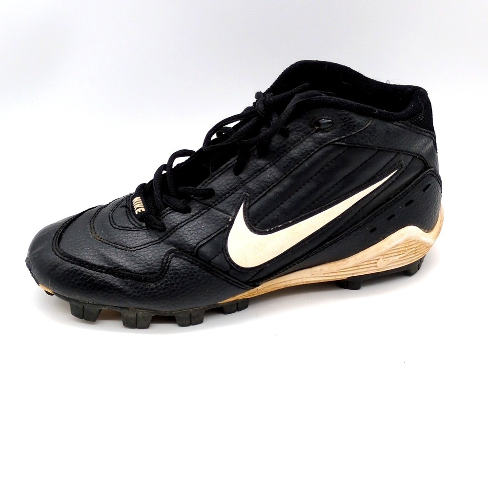 Nike Shoes Mens Black 6.5 Baseball Cleats Leather Mid Top Sneaker 115187